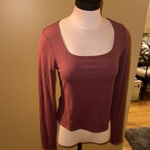 Avia Long Sleeve Square Neck Top - Mauve